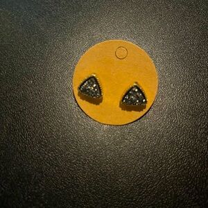 Black Triangle Stud Earrings